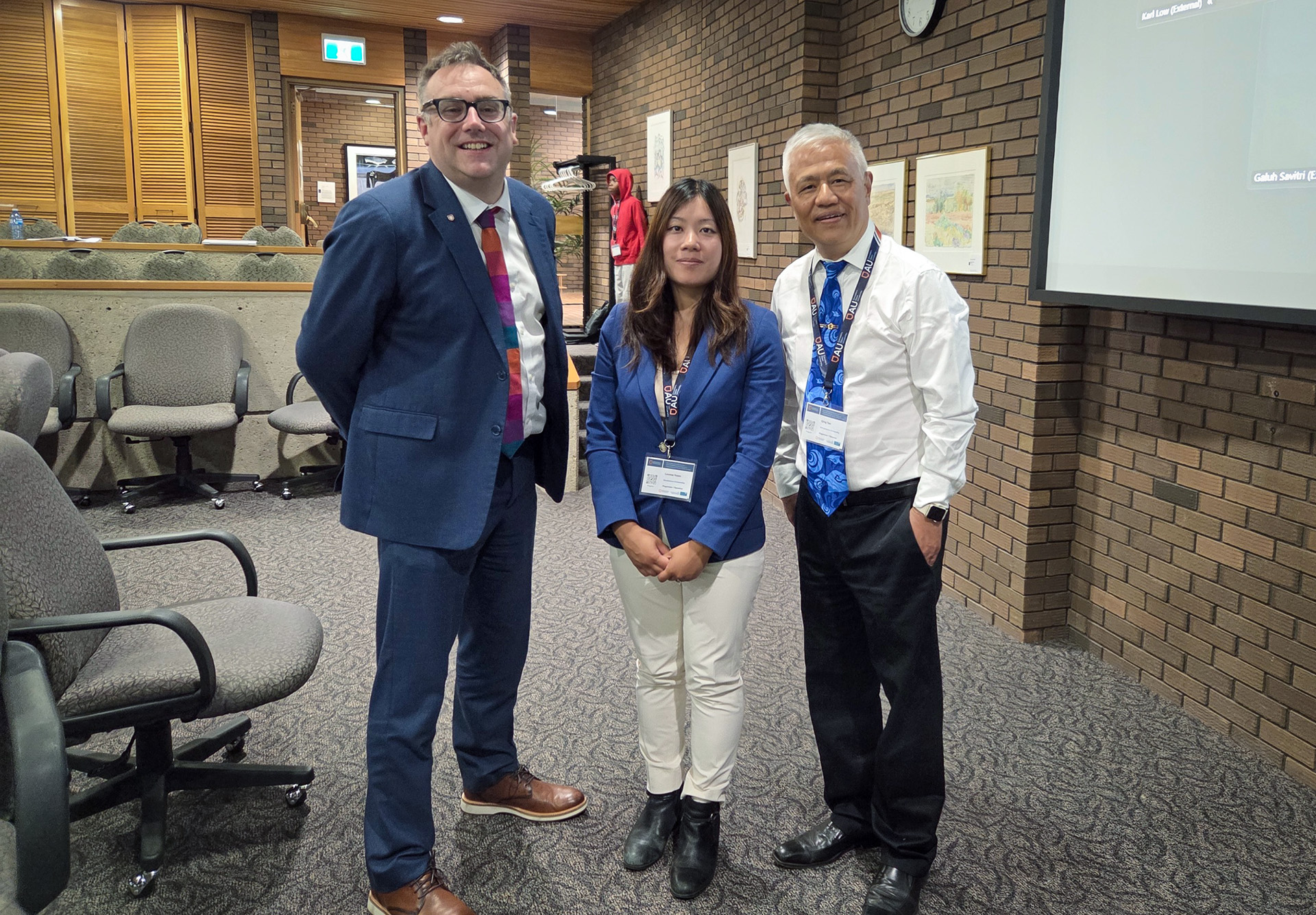 three AU faculty at AU Main in Athabasca