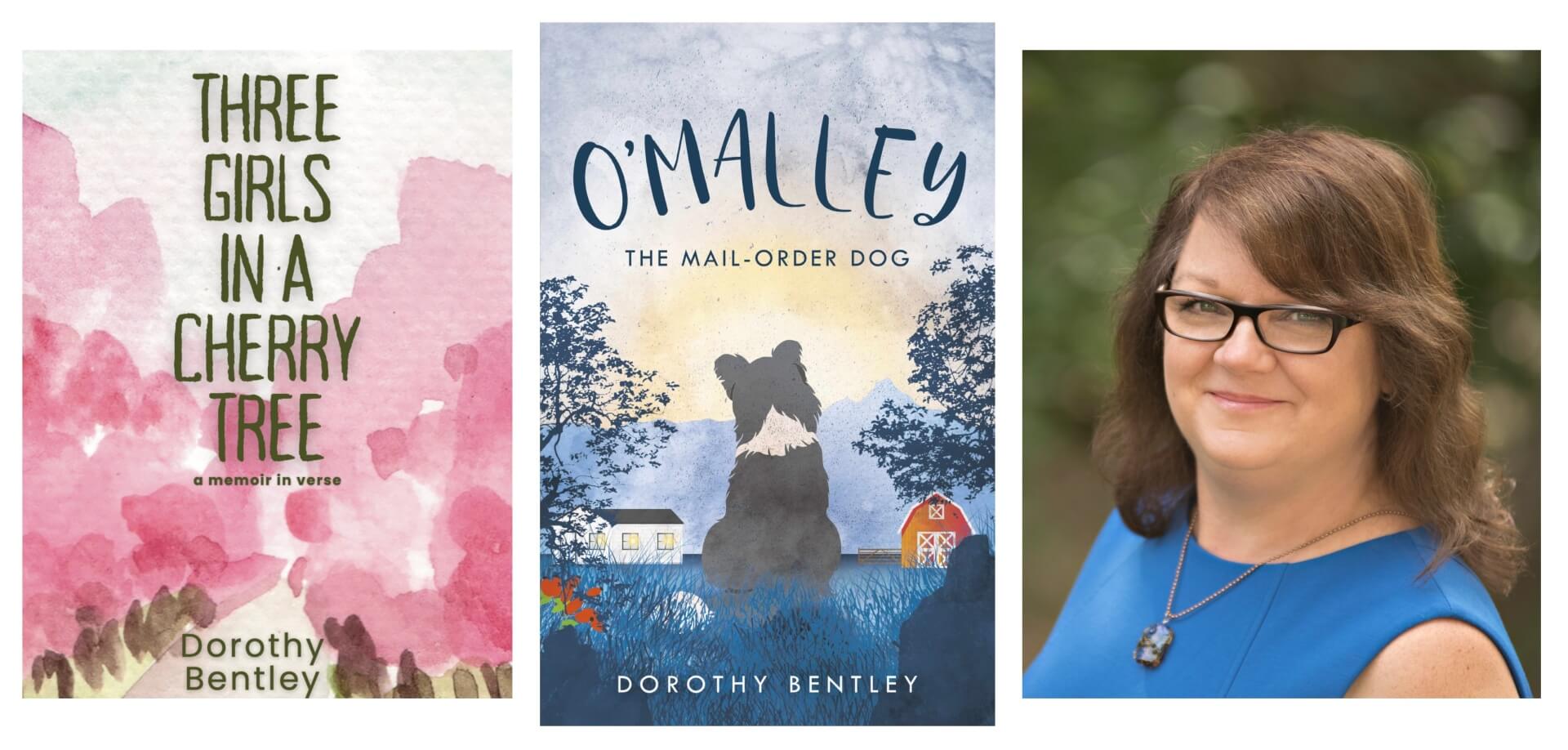 Headshot of Dorothy Bentley beside two book covers